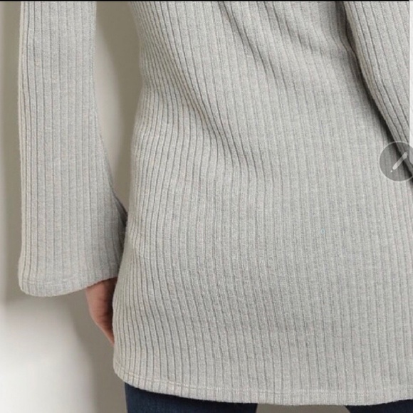 Heather Gray Choker Sweater Sash Front L - Picture 3 of 4